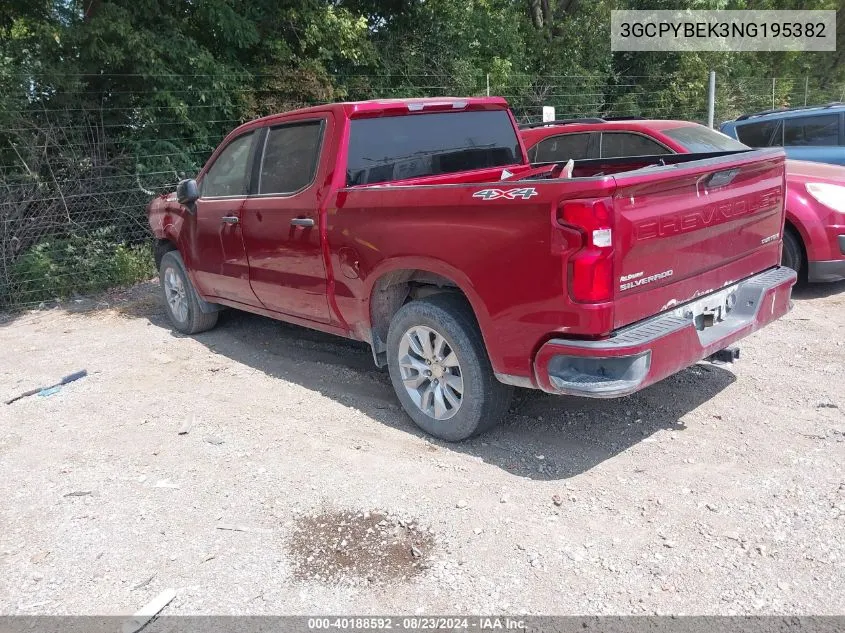 2022 Chevrolet Silverado 1500 Ltd 4Wd Short Bed Custom VIN: 3GCPYBEK3NG195382 Lot: 40188592