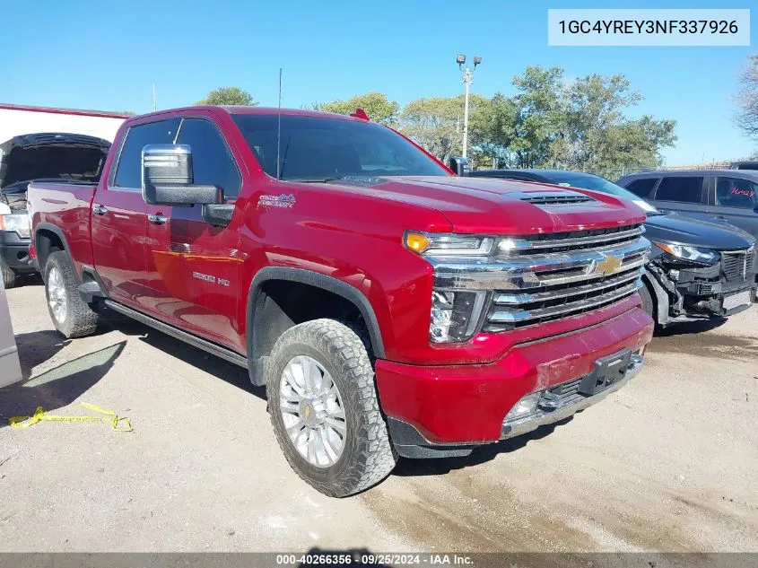 2022 Chevrolet Silverado 2500Hd 4Wd Standard Bed High Country VIN: 1GC4YREY3NF337926 Lot: 40266356