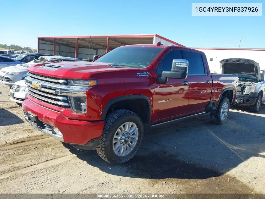 2022 Chevrolet Silverado 2500Hd 4Wd Standard Bed High Country VIN: 1GC4YREY3NF337926 Lot: 40266356