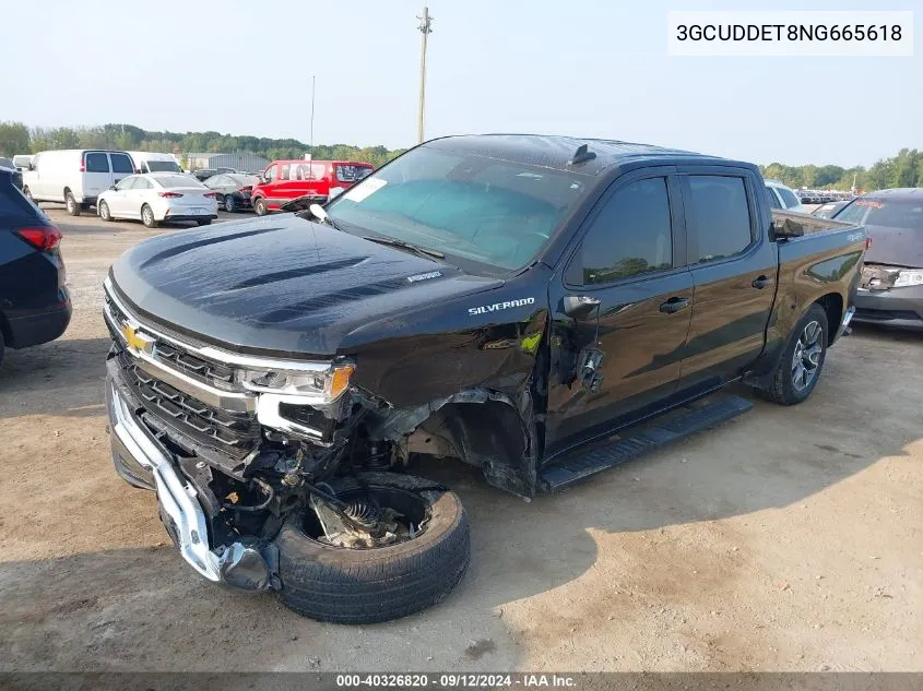 2022 Chevrolet Silverado 1500 K1500 Lt VIN: 3GCUDDET8NG665618 Lot: 40326820