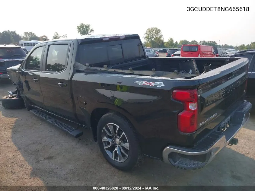 2022 Chevrolet Silverado 1500 K1500 Lt VIN: 3GCUDDET8NG665618 Lot: 40326820