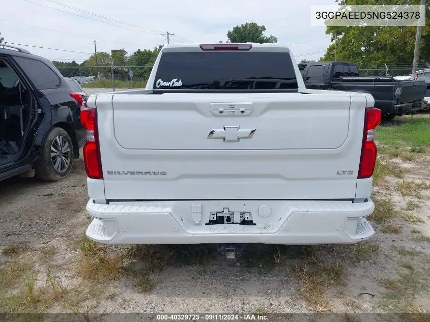 2022 Chevrolet Silverado 1500 2Wd Short Bed Ltz VIN: 3GCPAEED5NG524378 Lot: 40329723