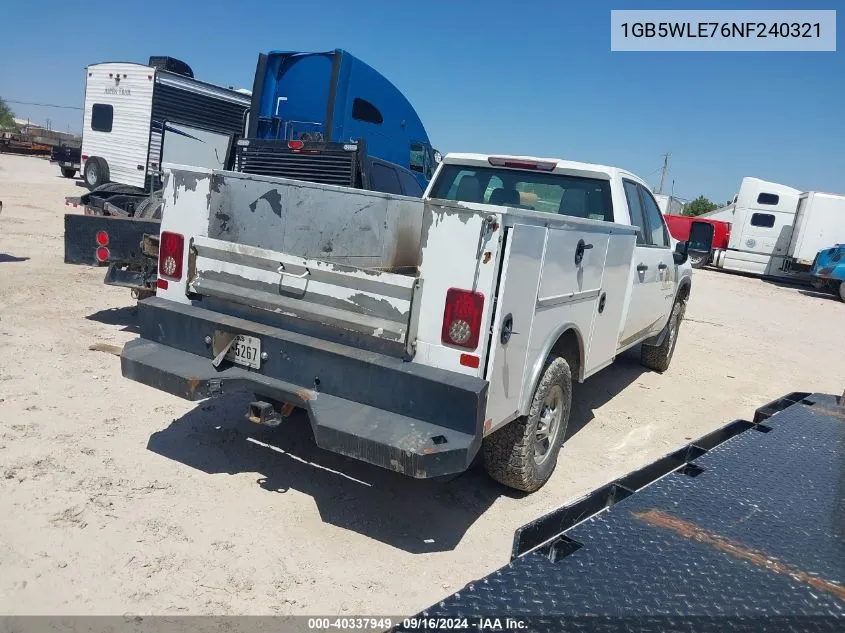 2022 Chevrolet Silverado 2500Hd 2Wd Double Cab Long Bed Wt VIN: 1GB5WLE76NF240321 Lot: 40337949