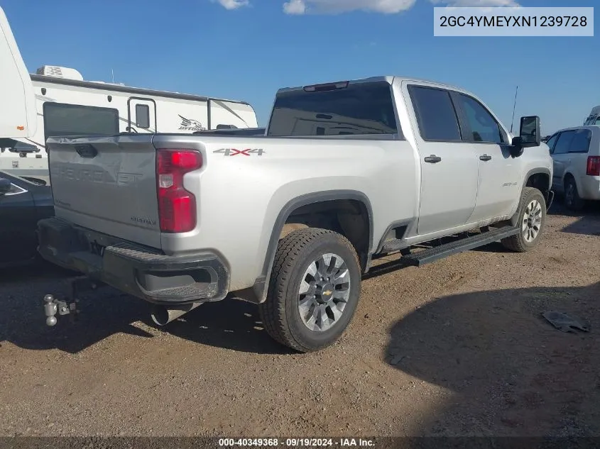 2022 Chevrolet Silverado 2500Hd 4Wd Standard Bed Custom VIN: 2GC4YMEYXN1239728 Lot: 40349368