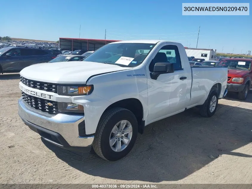 2022 Chevrolet Silverado 1500 Ltd 2Wd Regular Cab Long Bed Wt VIN: 3GCNWAED5NG209470 Lot: 40373036