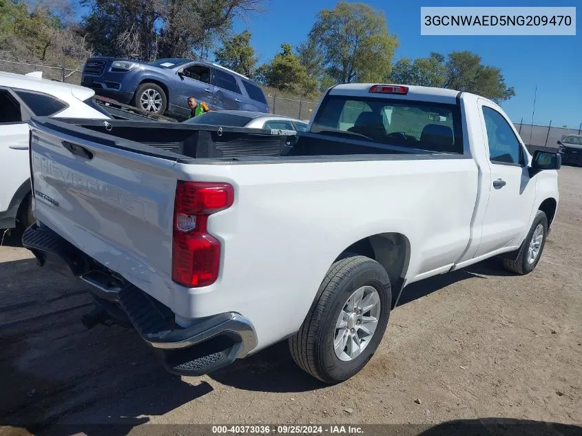 2022 Chevrolet Silverado 1500 Ltd 2Wd Regular Cab Long Bed Wt VIN: 3GCNWAED5NG209470 Lot: 40373036