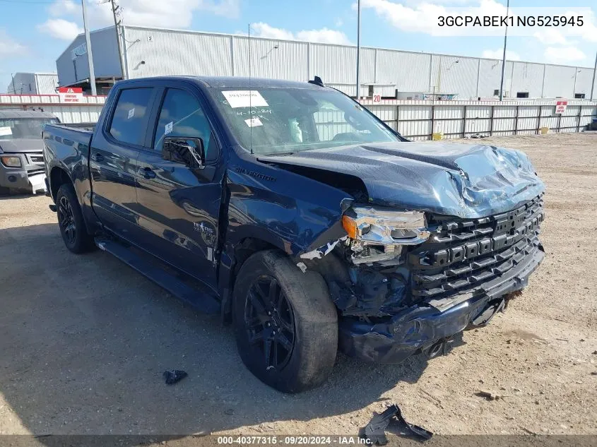 2022 Chevrolet Silverado 1500 2Wd Short Bed Custom VIN: 3GCPABEK1NG525945 Lot: 40377315