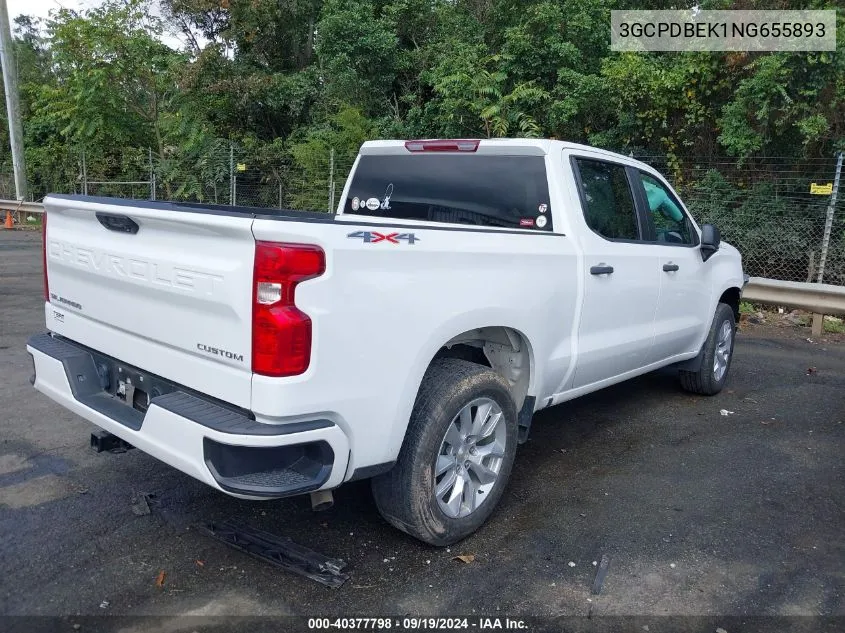 2022 Chevrolet Silverado 1500 4Wd Short Bed Custom VIN: 3GCPDBEK1NG655893 Lot: 40377798