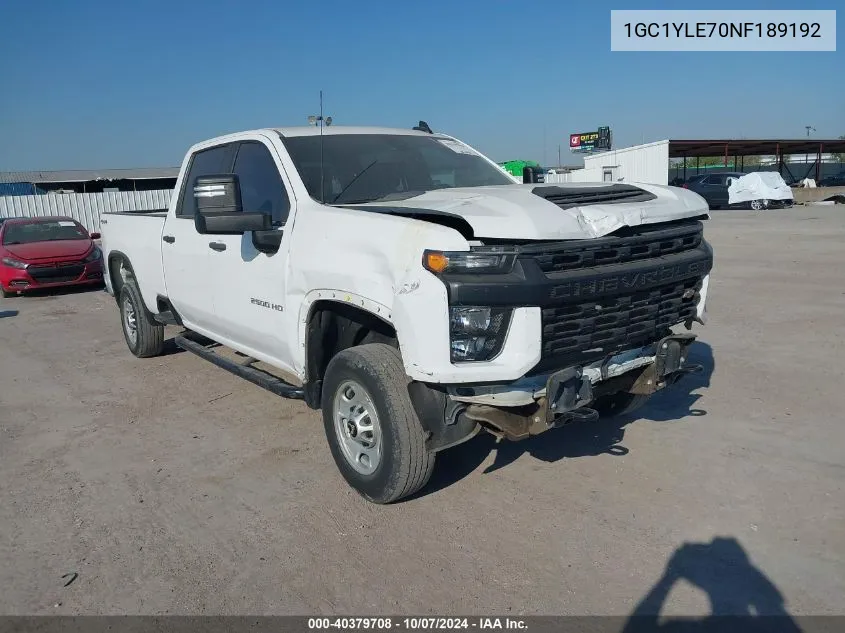 2022 Chevrolet Silverado K2500 Heavy Duty VIN: 1GC1YLE70NF189192 Lot: 40379708