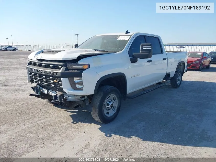 2022 Chevrolet Silverado K2500 Heavy Duty VIN: 1GC1YLE70NF189192 Lot: 40379708