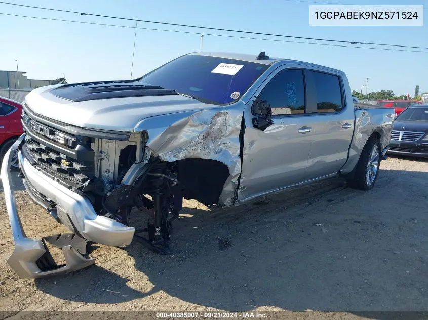 2022 Chevrolet Silverado 1500 2Wd Short Bed Custom VIN: 1GCPABEK9NZ571524 Lot: 40385007