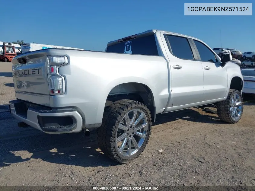 2022 Chevrolet Silverado 1500 2Wd Short Bed Custom VIN: 1GCPABEK9NZ571524 Lot: 40385007