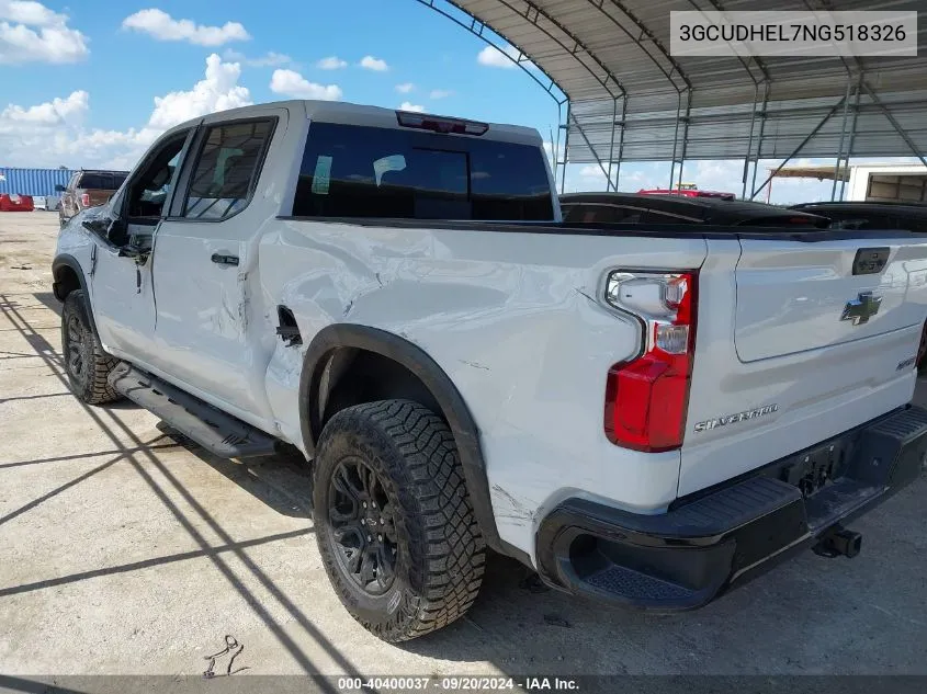 2022 Chevrolet Silverado 1500 4Wd Short Bed Zr2 VIN: 3GCUDHEL7NG518326 Lot: 40400037