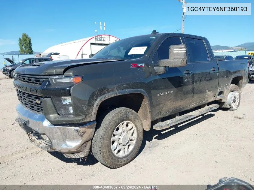 2022 Chevrolet Silverado K3500 Lt VIN: 1GC4YTEY6NF360193 Lot: 40403657