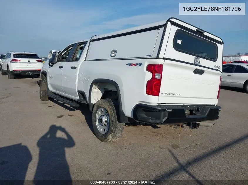 2022 Chevrolet Silverado 2500Hd 4Wd Double Cab Standard Bed Wt VIN: 1GC2YLE78NF181796 Lot: 40407733