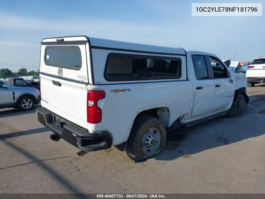 2022 Chevrolet Silverado 2500Hd 4Wd Double Cab Standard Bed Wt VIN: 1GC2YLE78NF181796 Lot: 40407733