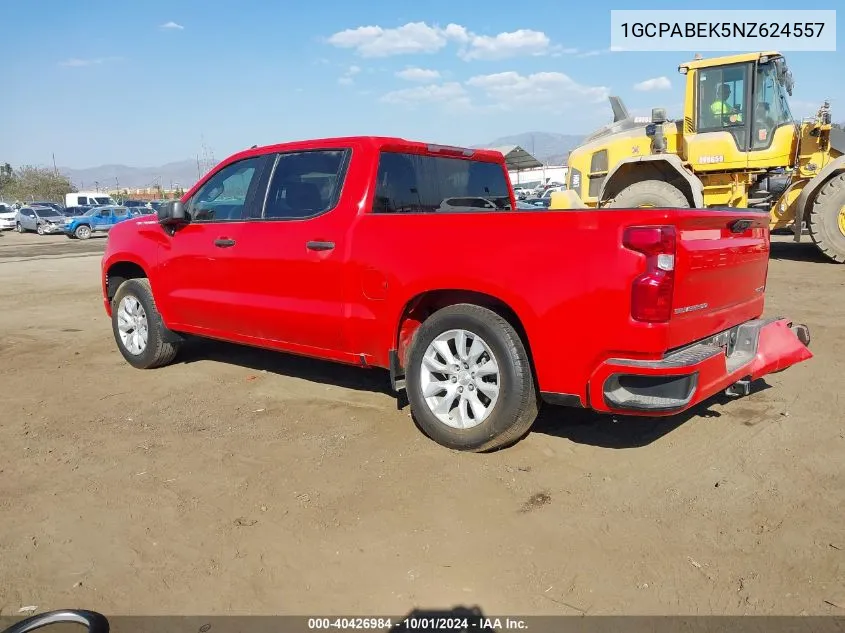 2022 Chevrolet Silverado 1500 2Wd Short Bed Custom VIN: 1GCPABEK5NZ624557 Lot: 40426984