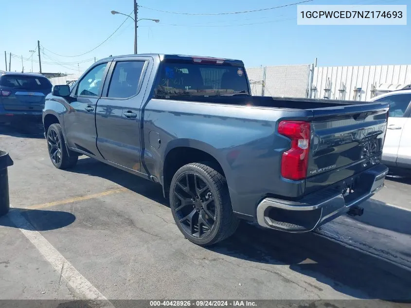 2022 Chevrolet Silverado 1500 Ltd 2Wd Short Bed Lt VIN: 1GCPWCED7NZ174693 Lot: 40428926