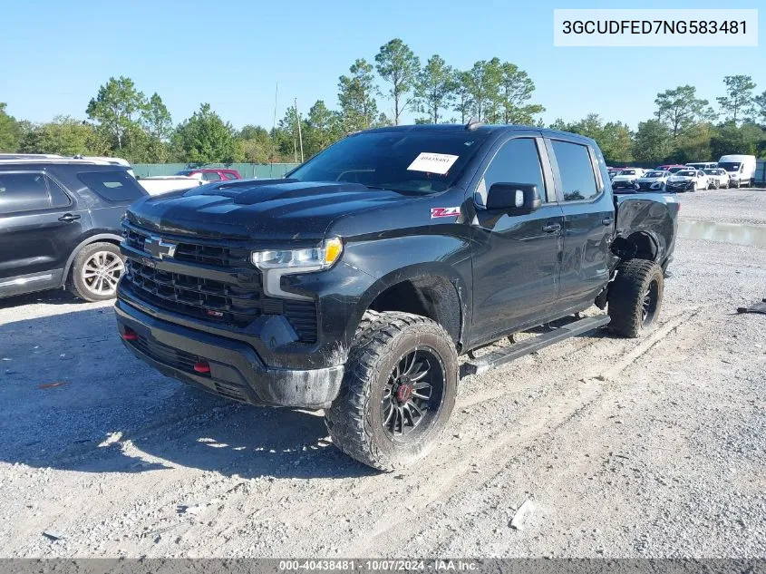 2022 Chevrolet Silverado K1500 Lt Trail Boss VIN: 3GCUDFED7NG583481 Lot: 40438481