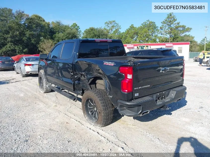 2022 Chevrolet Silverado K1500 Lt Trail Boss VIN: 3GCUDFED7NG583481 Lot: 40438481