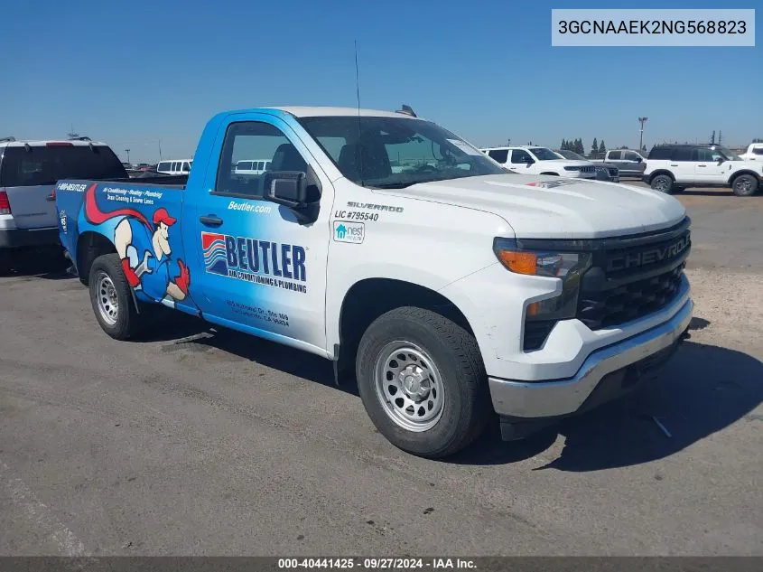 2022 Chevrolet Silverado 1500 2Wd Regular Cab Long Bed Wt VIN: 3GCNAAEK2NG568823 Lot: 40441425