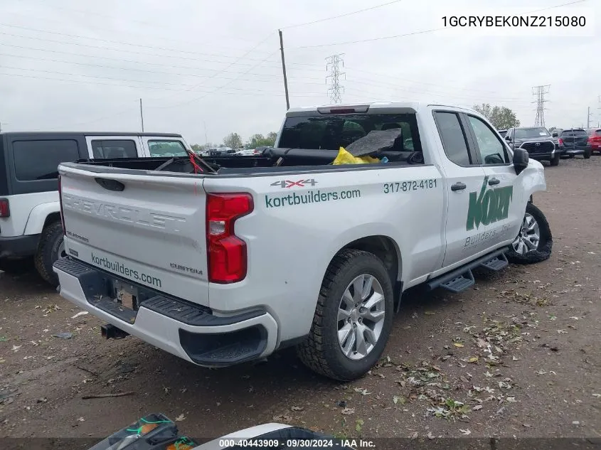 2022 Chevrolet Silverado 1500 Ltd K1500 Custom VIN: 1GCRYBEK0NZ215080 Lot: 40443909