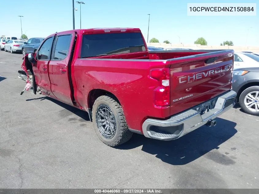 2022 Chevrolet Silverado 1500 Ltd 2Wd Short Bed Lt VIN: 1GCPWCED4NZ150884 Lot: 40446060