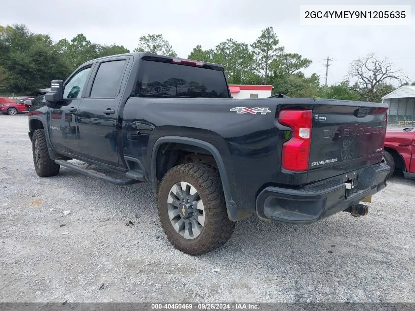 2022 Chevrolet Silverado 2500Hd 4Wd Standard Bed Custom VIN: 2GC4YMEY9N1205635 Lot: 40450469