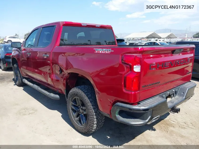 2022 Chevrolet Silverado 1500 Ltd 4Wd Short Bed Custom Trail Boss VIN: 3GCPYCEL4NG172367 Lot: 40453090