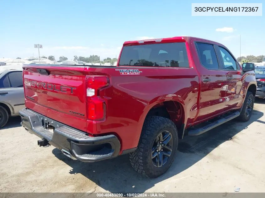 2022 Chevrolet Silverado 1500 Ltd 4Wd Short Bed Custom Trail Boss VIN: 3GCPYCEL4NG172367 Lot: 40453090