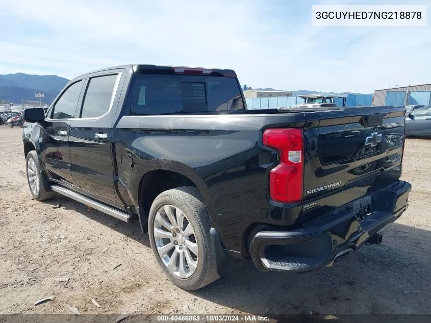 2022 Chevrolet Silverado 1500 Ltd 4Wd Short Bed High Country VIN: 3GCUYHED7NG218878 Lot: 40466865