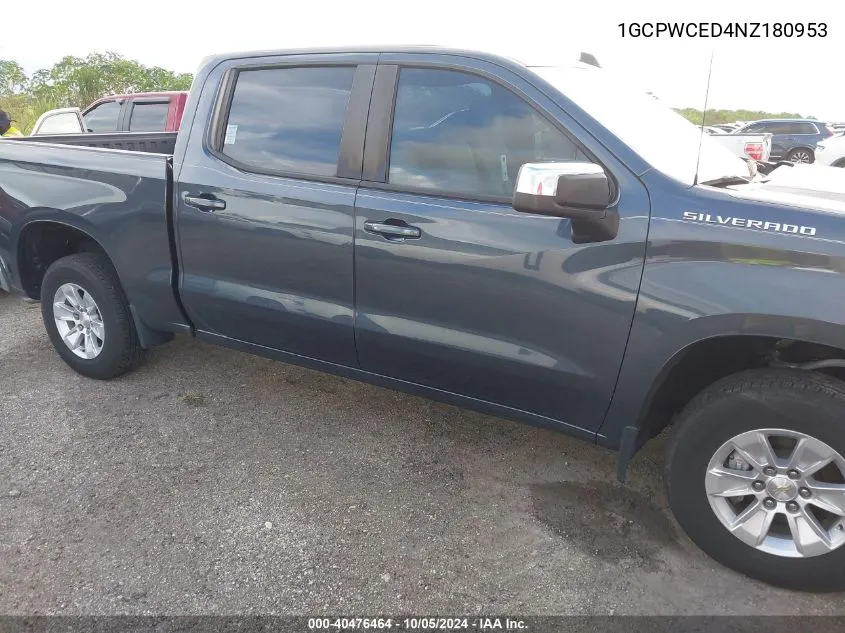 2022 Chevrolet Silverado Ltd C1500 Lt VIN: 1GCPWCED4NZ180953 Lot: 40476464