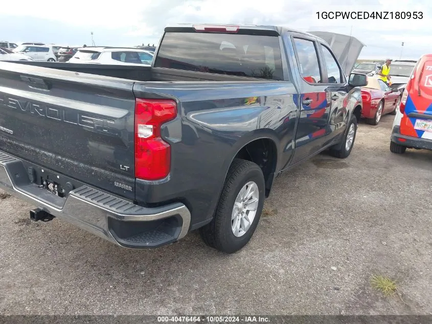 1GCPWCED4NZ180953 2022 Chevrolet Silverado Ltd C1500 Lt