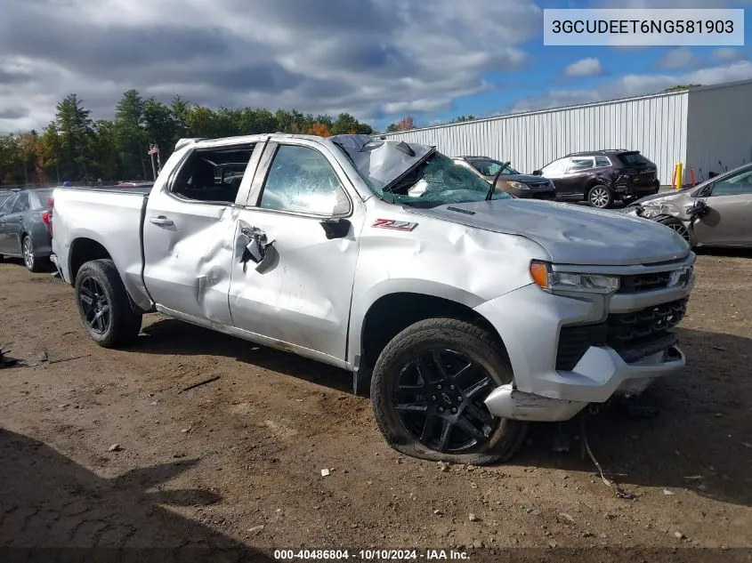 2022 Chevrolet Silverado 1500 4Wd Short Bed Rst VIN: 3GCUDEET6NG581903 Lot: 40486804