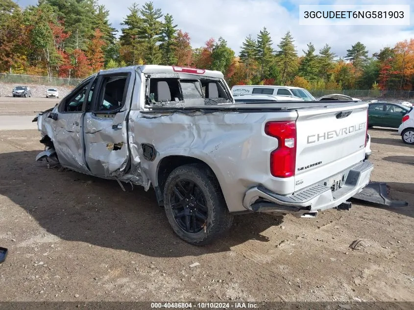 2022 Chevrolet Silverado 1500 4Wd Short Bed Rst VIN: 3GCUDEET6NG581903 Lot: 40486804