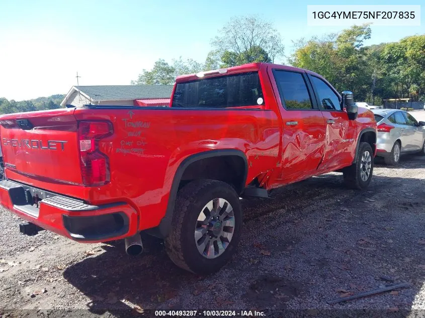 2022 Chevrolet Silverado 2500Hd 4Wd Standard Bed Custom VIN: 1GC4YME75NF207835 Lot: 40493287