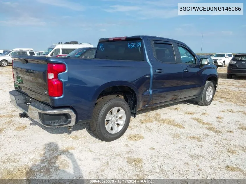 2022 Chevrolet Silverado 1500 Ltd 2Wd Short Bed Lt VIN: 3GCPWCED0NG146086 Lot: 40525379