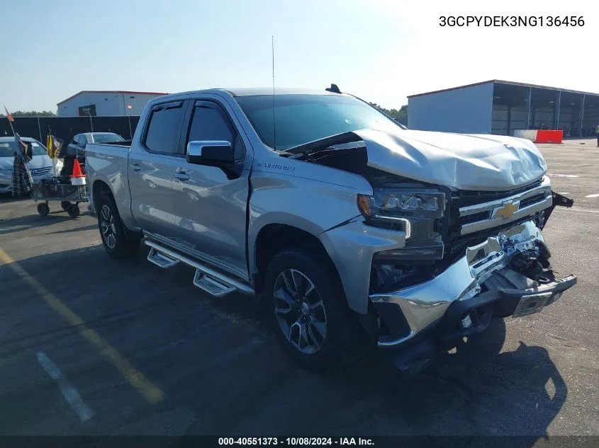 2022 Chevrolet Silverado 1500 Ltd 4Wd Short Bed Lt VIN: 3GCPYDEK3NG136456 Lot: 40551373