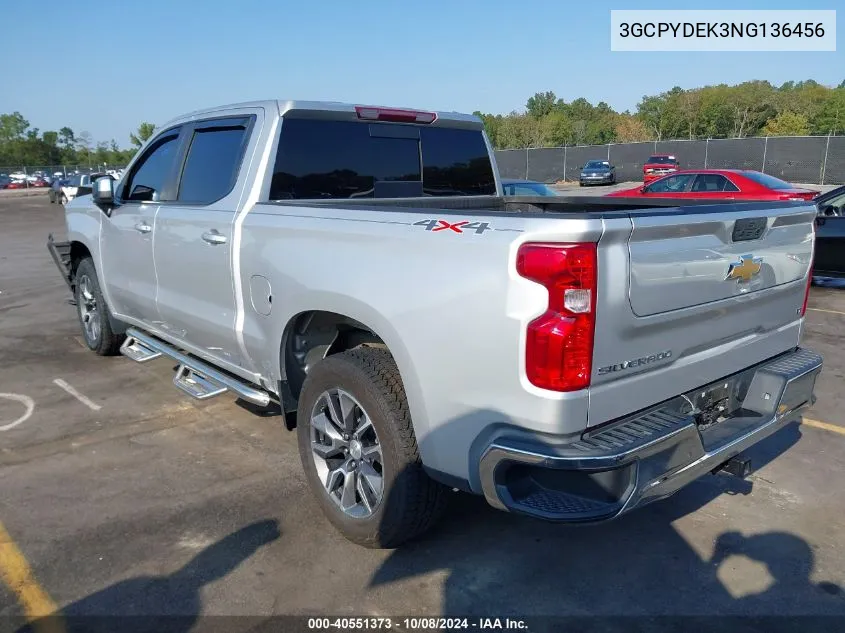 2022 Chevrolet Silverado 1500 Ltd 4Wd Short Bed Lt VIN: 3GCPYDEK3NG136456 Lot: 40551373