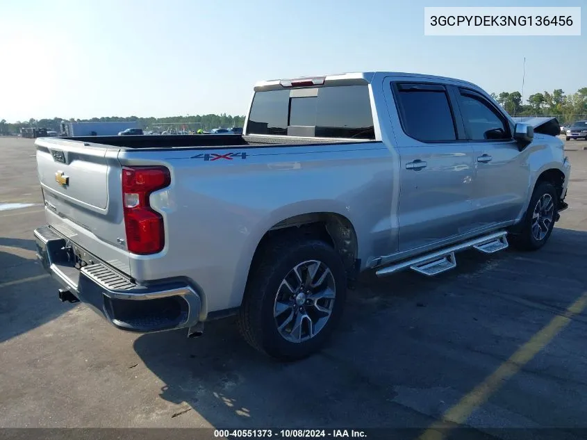 2022 Chevrolet Silverado 1500 Ltd 4Wd Short Bed Lt VIN: 3GCPYDEK3NG136456 Lot: 40551373