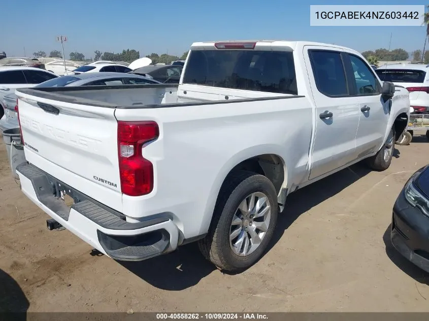 2022 Chevrolet Silverado 1500 VIN: 1GCPABEK4NZ603442 Lot: 40558262