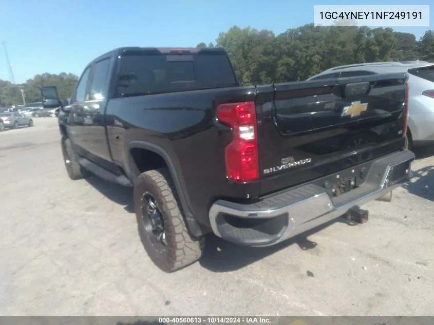 2022 Chevrolet Silverado 2500Hd 4Wd Standard Bed Lt VIN: 1GC4YNEY1NF249191 Lot: 40560613