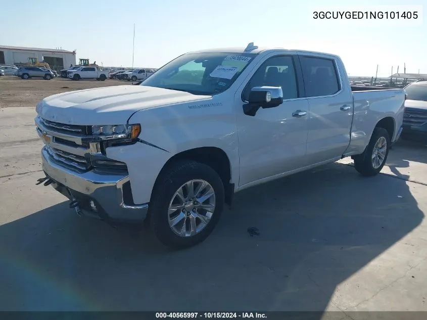 2022 Chevrolet Silverado 1500 Ltd 4Wd Standard Bed Ltz VIN: 3GCUYGED1NG101405 Lot: 40565997