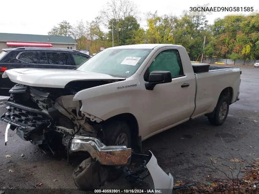 2022 Chevrolet Silverado 1500 Work Truck VIN: 3GCNAAED9NG581585 Lot: 40593901