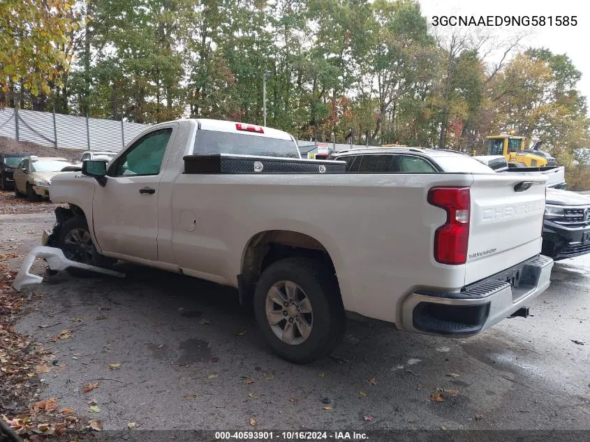 2022 Chevrolet Silverado 1500 Work Truck VIN: 3GCNAAED9NG581585 Lot: 40593901