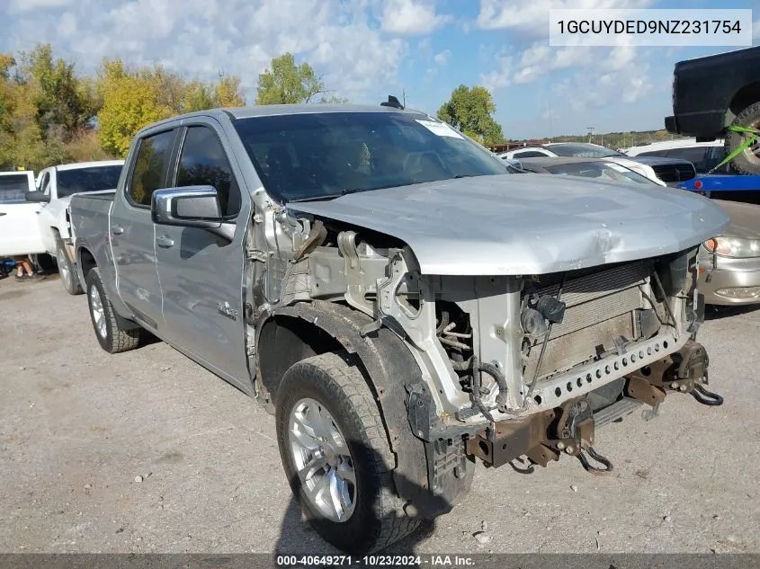 2022 Chevrolet Silverado 1500 Ltd 4Wd Short Bed Lt VIN: 1GCUYDED9NZ231754 Lot: 40649271