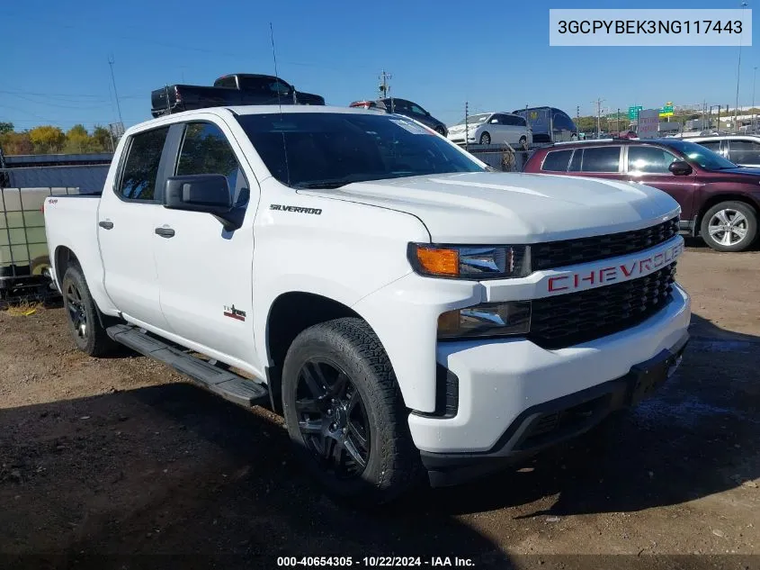 2022 Chevrolet Silverado 1500 Ltd 4Wd Short Bed Custom VIN: 3GCPYBEK3NG117443 Lot: 40654305