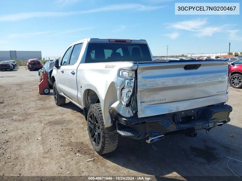 2022 Chevrolet Silverado Ltd K1500 Trail Boss Custom VIN: 3GCPYCEL7NG200467 Lot: 40671646