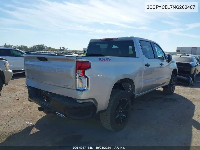 2022 Chevrolet Silverado Ltd K1500 Trail Boss Custom VIN: 3GCPYCEL7NG200467 Lot: 40671646