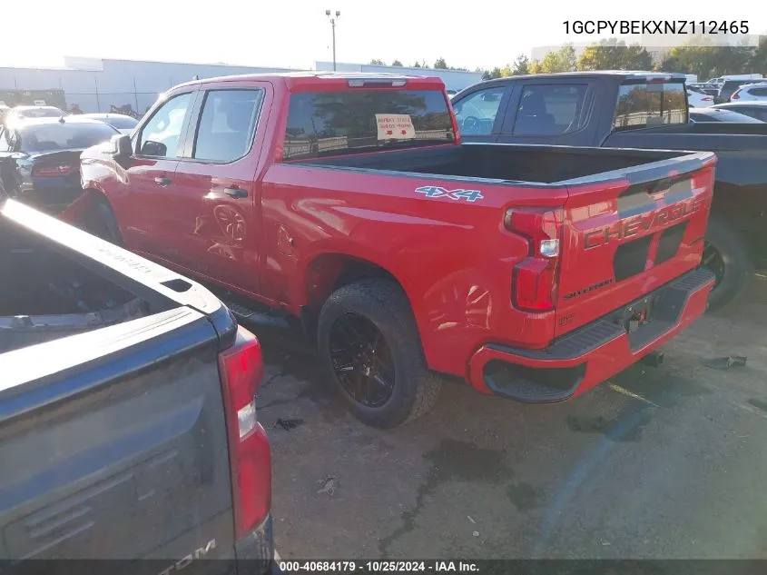 2022 Chevrolet Silverado 1500 Ltd 4Wd Short Bed Custom VIN: 1GCPYBEKXNZ112465 Lot: 40684179